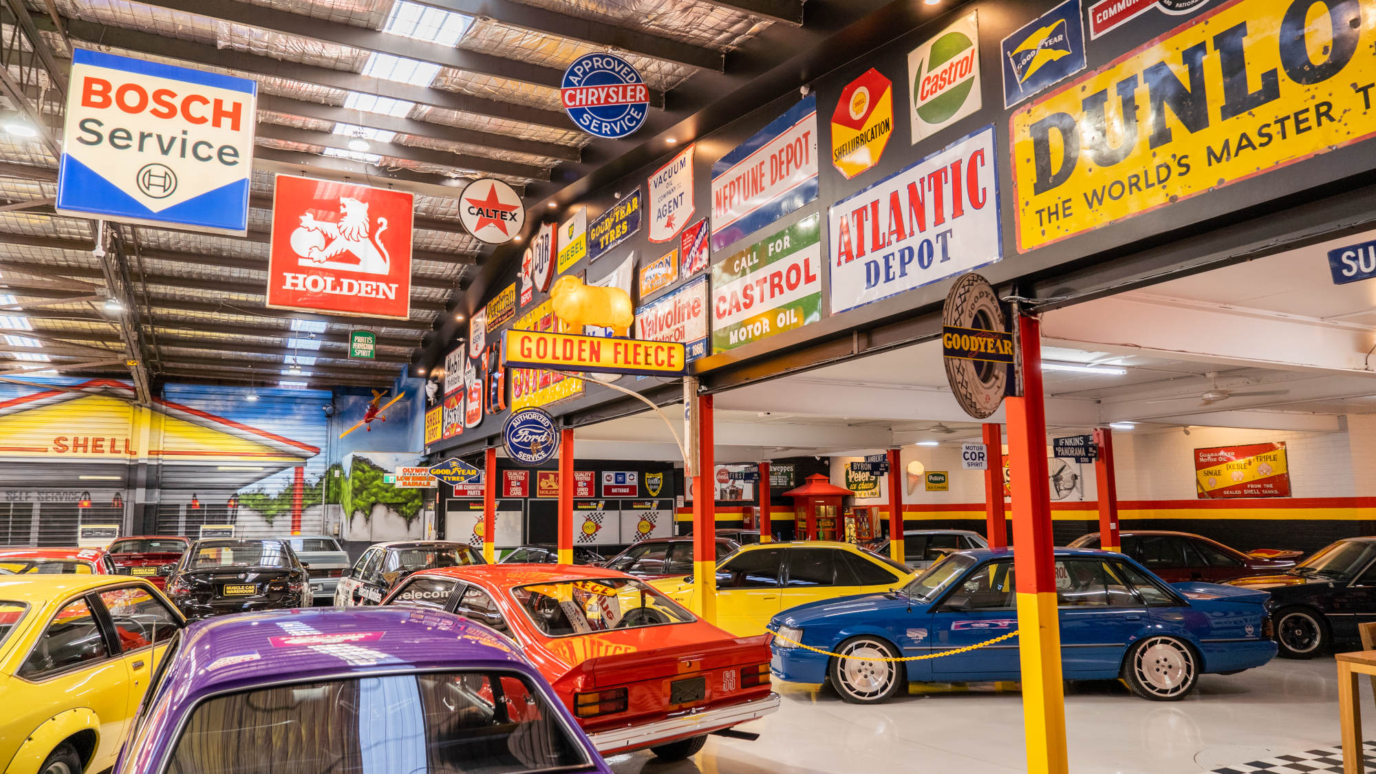 Muscle Car Warehouse Interior Banner