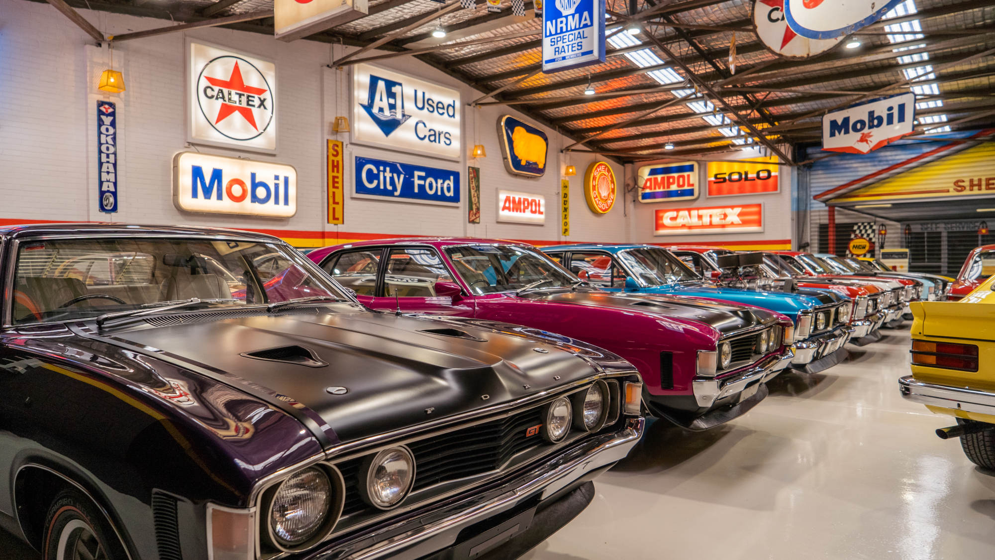 Muscle Car Warehouse Interior Banner