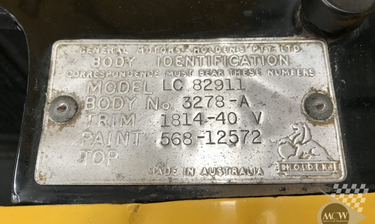 Holden Torana LC GTR Yellow Dolly Serial Number | Muscle Car Warehouse