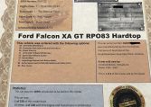 Ford Falcon XA GT RPO Coupe Certificate | Muscle Car Warehouse