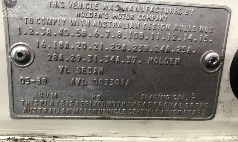 Holden Commodore VL Brock Replica Certification Number | Muscle Car Warehouse