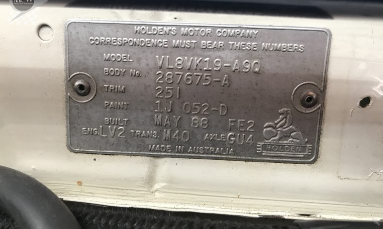 Holden Commodore VL Brock Replica Certification Number | Muscle Car Warehouse