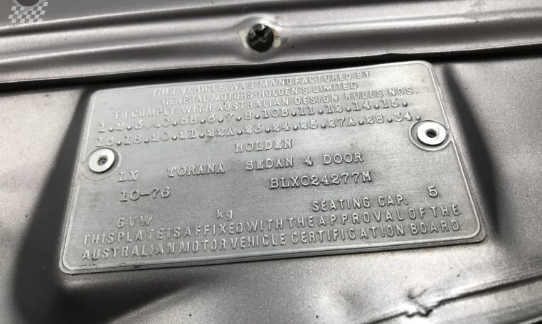 1976 Holden Torana Certification Number | Muscle Car Warehouse