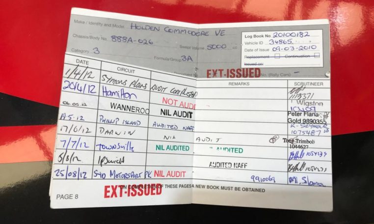 Holden VE V8 Supercar Race Car 2010 Log Book | Muscle Car Warehouse