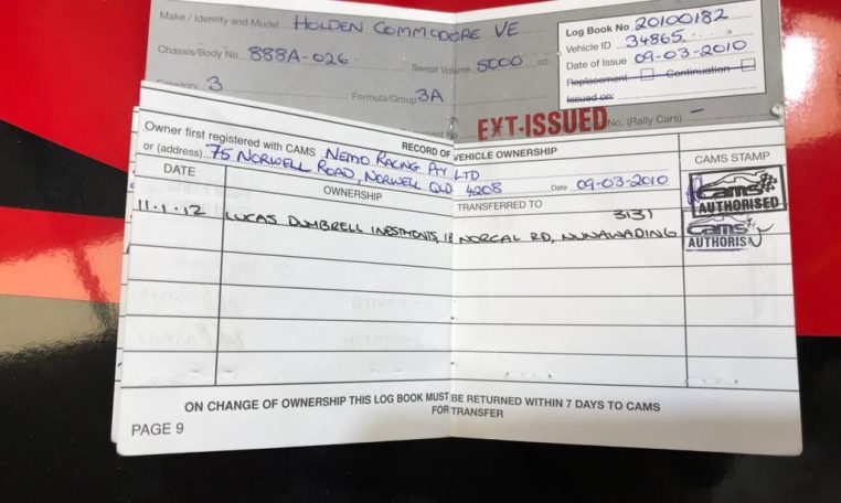 Holden VE V8 Supercar Race Car 2010 Log Book | Muscle Car Warehouse