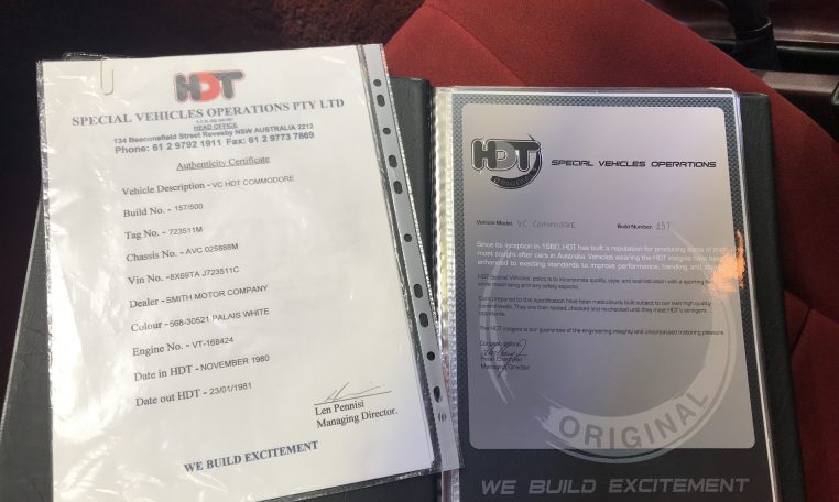 Holden Commodore VC HDT Papers | Muscle Car Warehouse